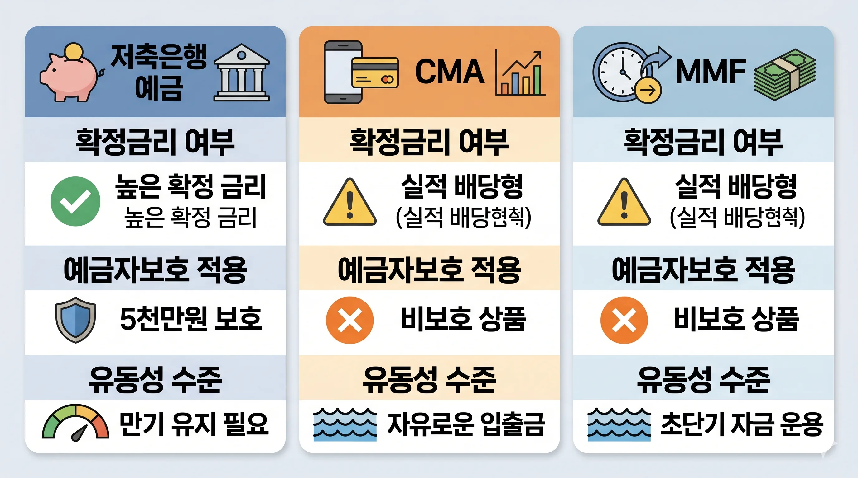 저축은행예금 CMA MMF 상품 비교