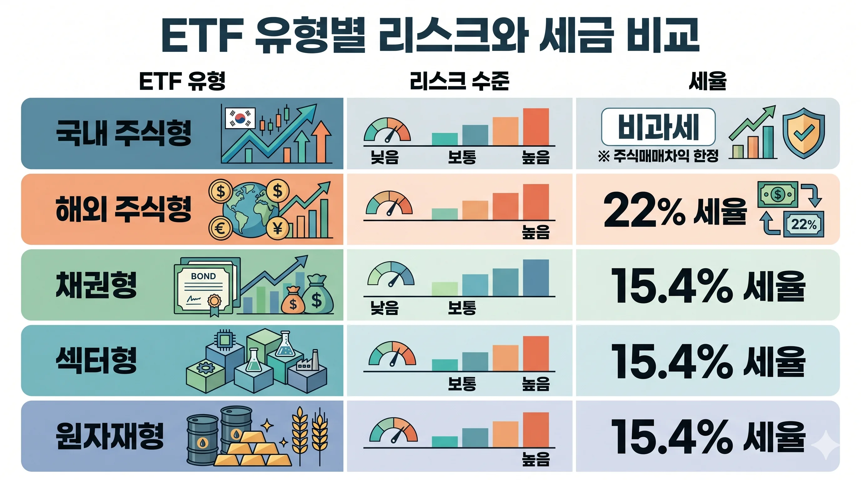 ETF 유형별 리스크 세금 비교