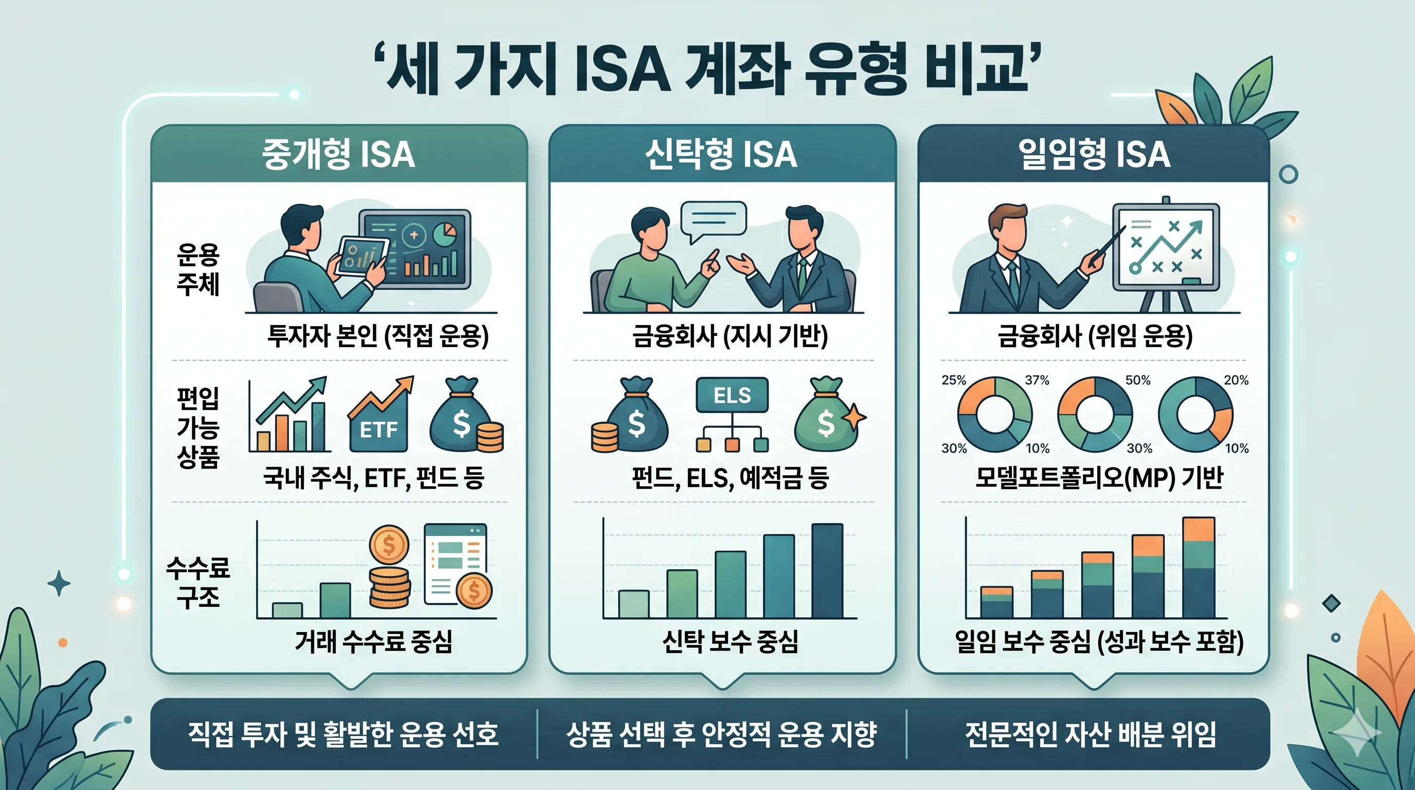 ISA계좌 중개형 신탁형 일임형 비교