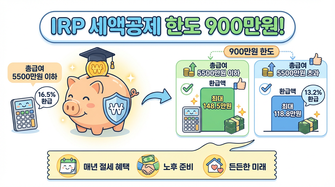 IRP계좌개설 세액공제 한도 900만원 환급액 총급여별 비교