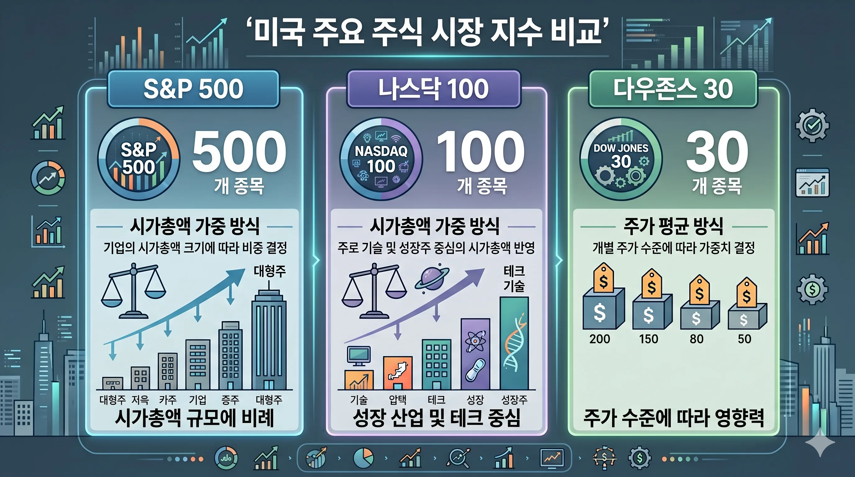 미국증시 3대 지수 비교