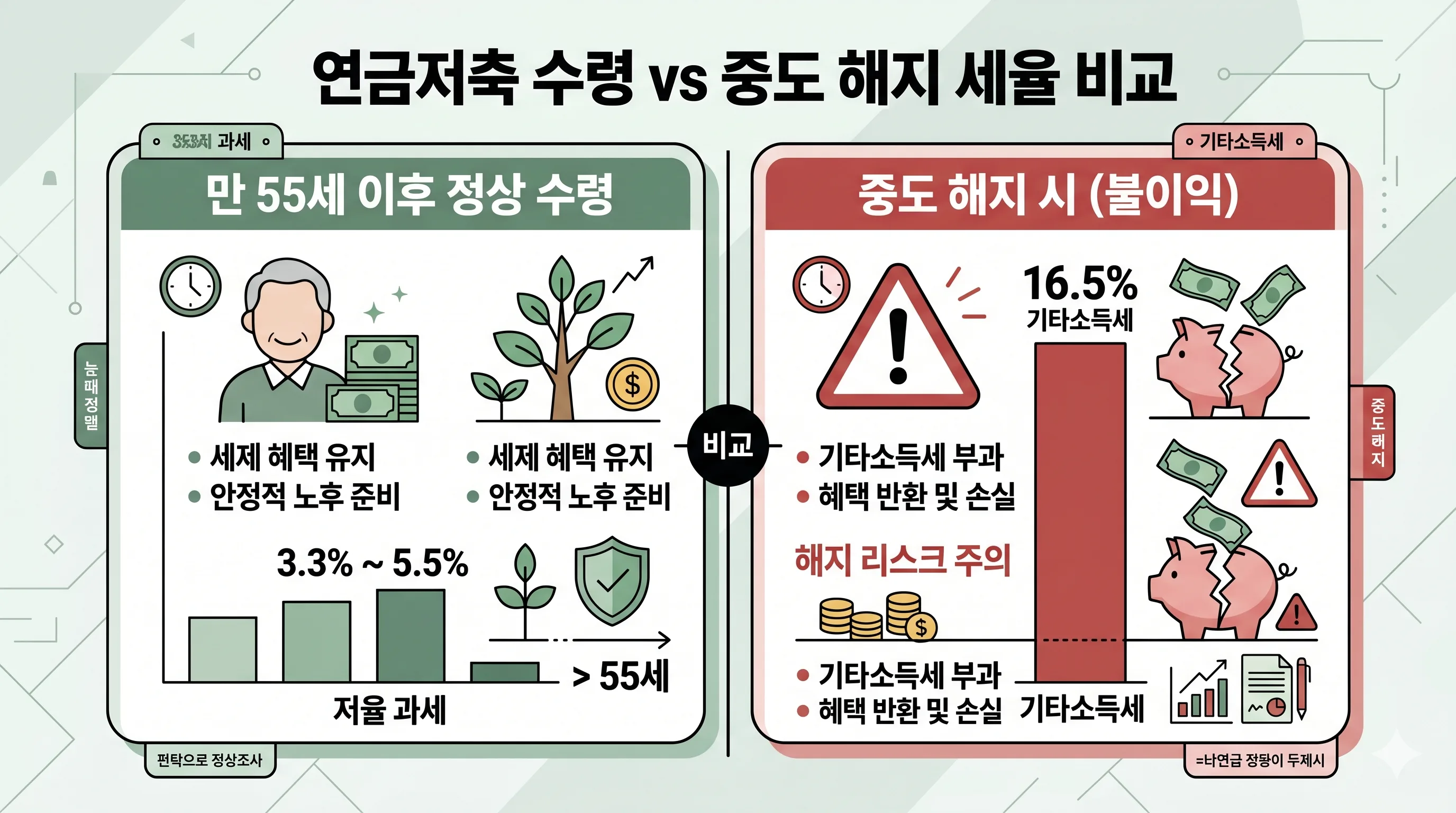 연금저축 중도해지 세율 주의