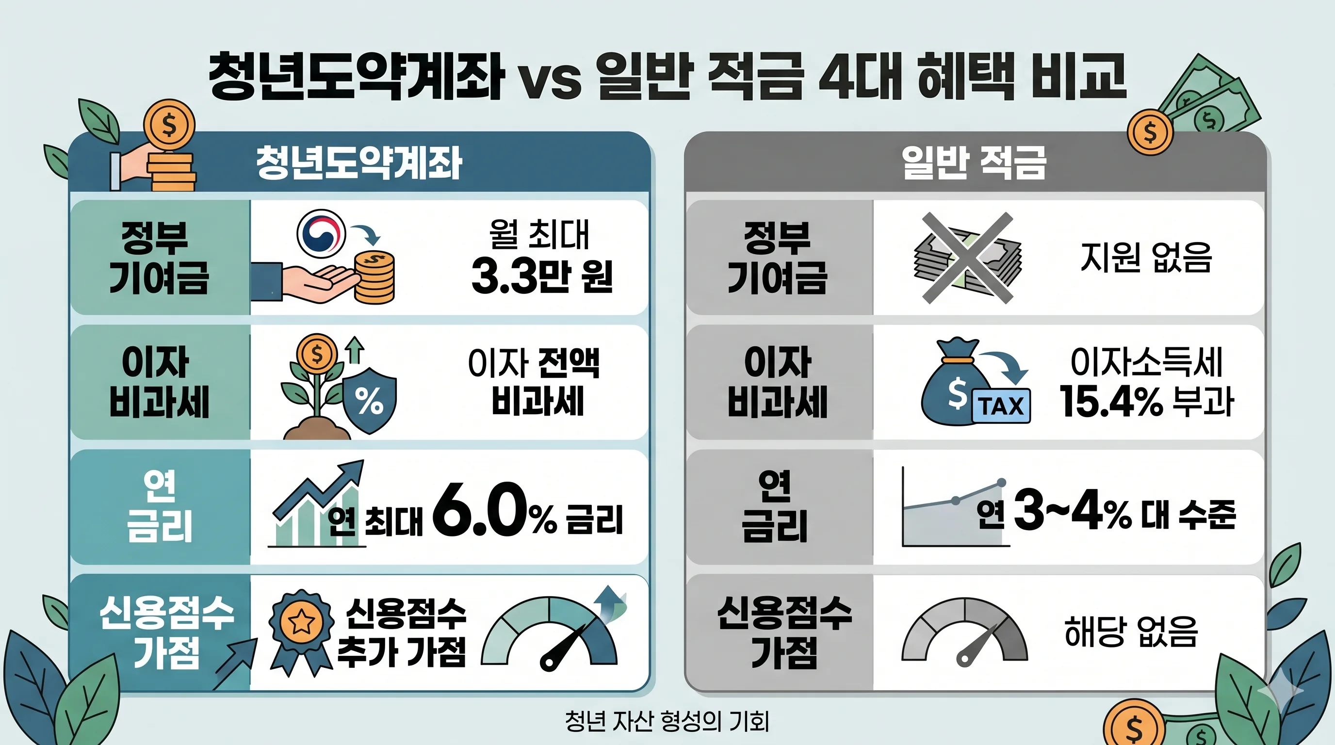 청년도약계좌 혜택 비교 차트