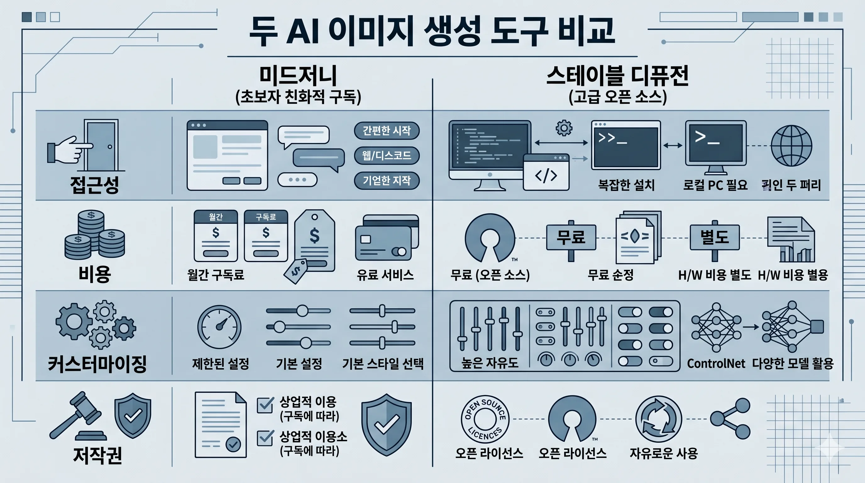 미드저니 vs 스테이블 디퓨전 비교