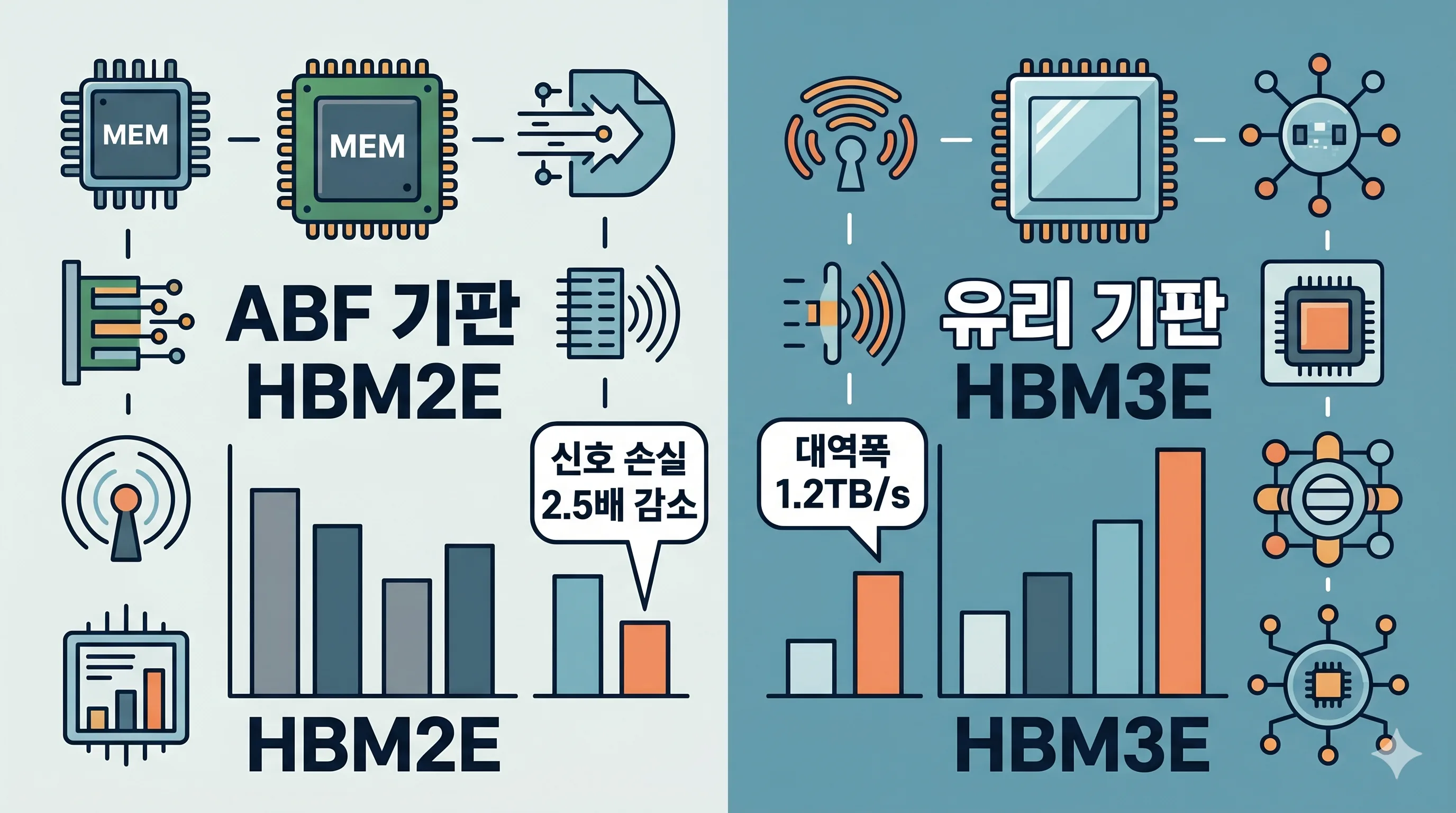 HBM3E vs HBM2E 대역폭 비교