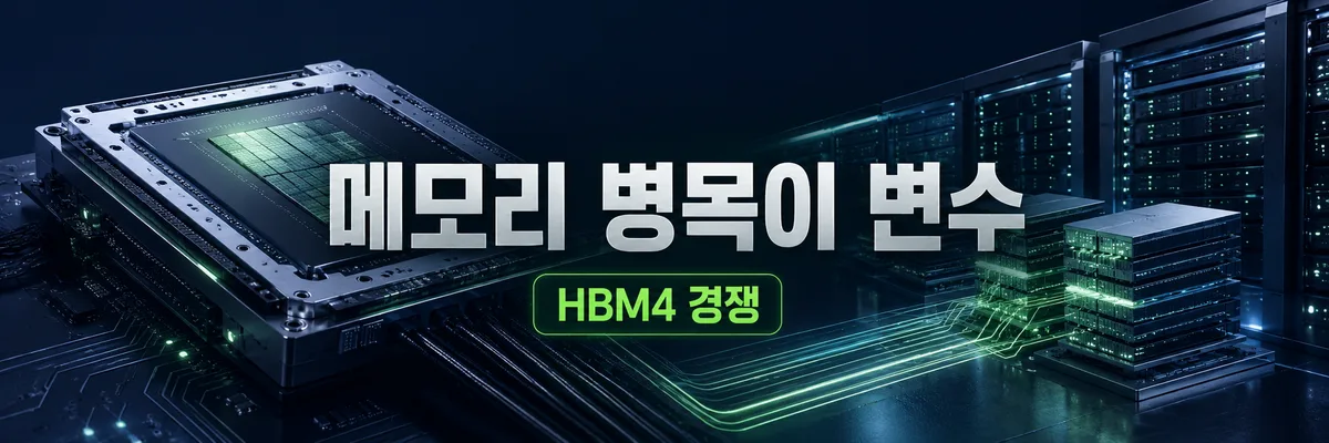 thumbnail 엔비디아 Rubin AI 가속기와 HBM4 메모리 병목을 보여주는 초광각 배너