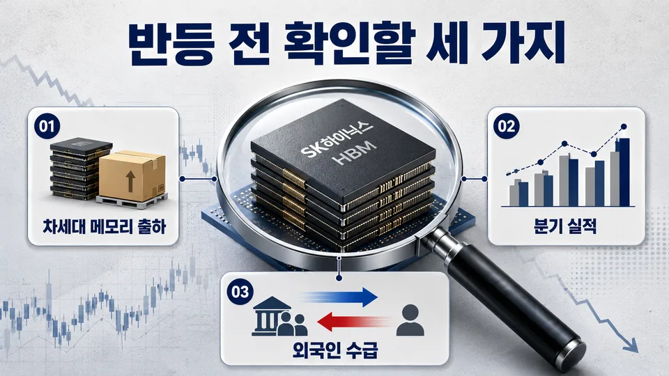 SK하이닉스 급락 후 차세대 메모리 출하와 분기 실적 및 외국인 수급을 확인하는 투자 점검 카드