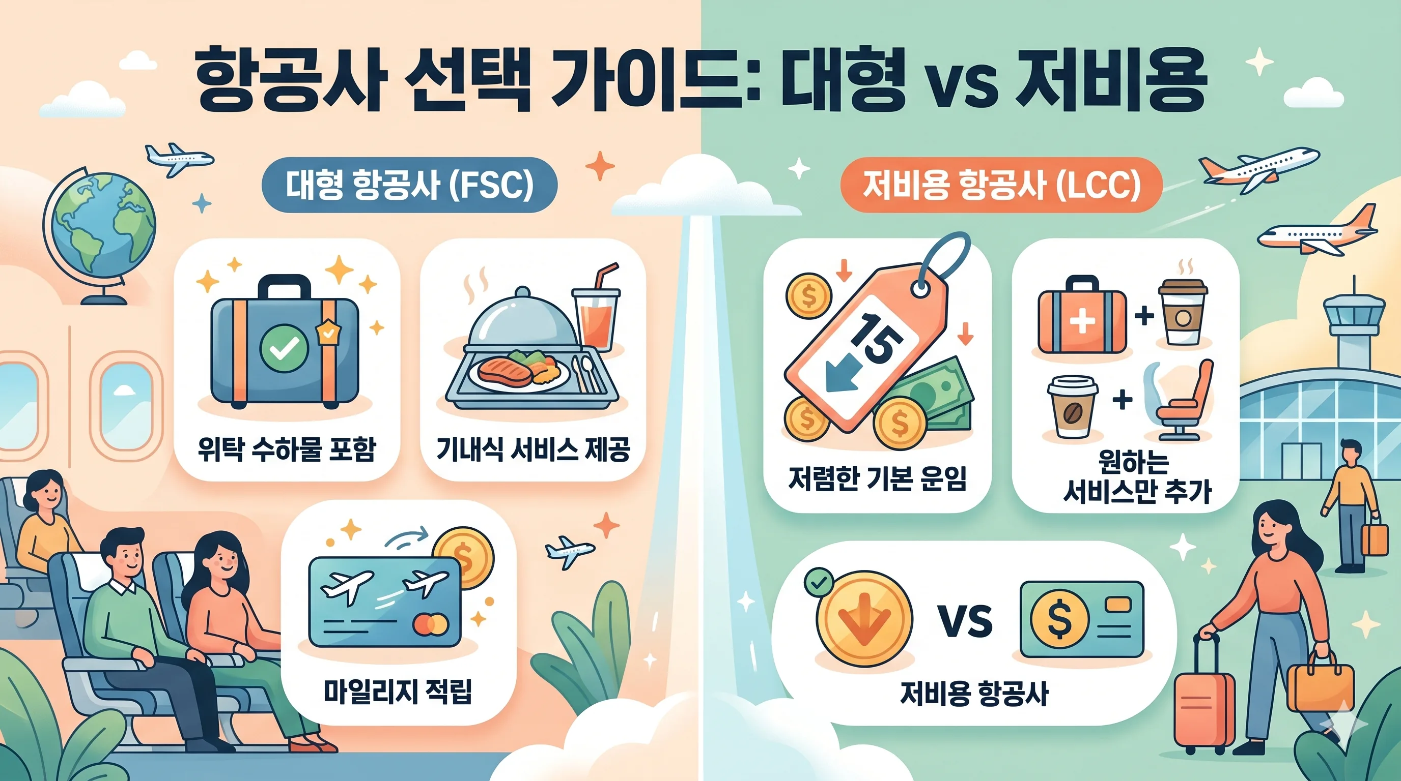 FSC vs LCC 항공권 비교